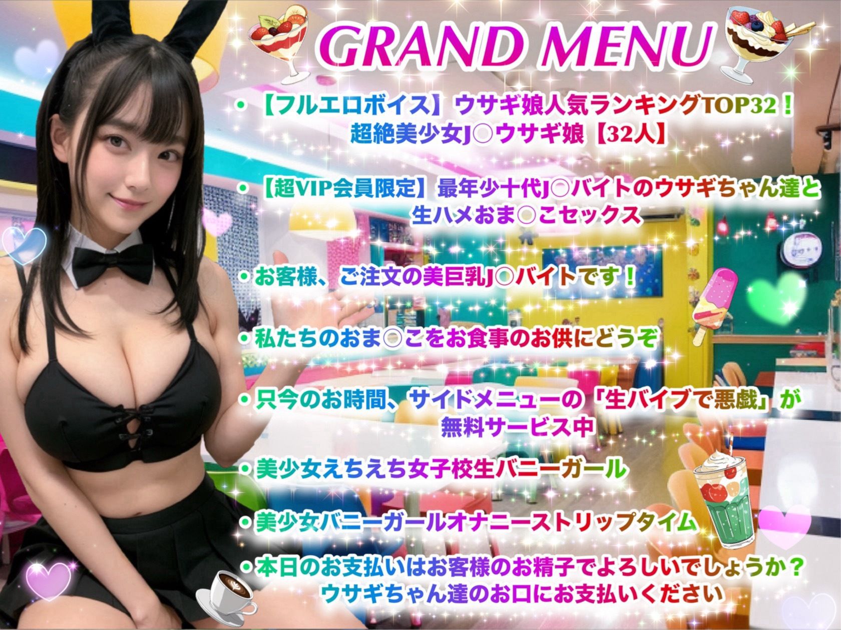 学校、親には絶対！内緒、女子校生バニーカフェ裏バイト！ - サンプル画像 1