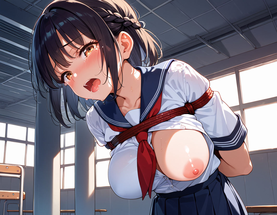 日替り肉便器  制服×緊縛  学園中の女子たちを縛って肉便器化！ - サンプル画像 1