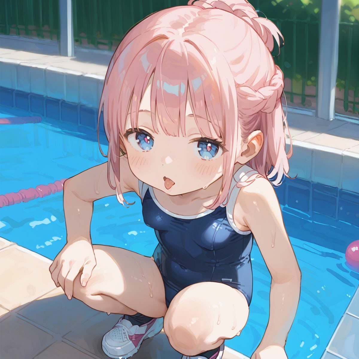 スクール水着がエロい貧乳後輩ちゃんを誰もいないプールに呼び出して中出しえっち01 - サンプル画像 5