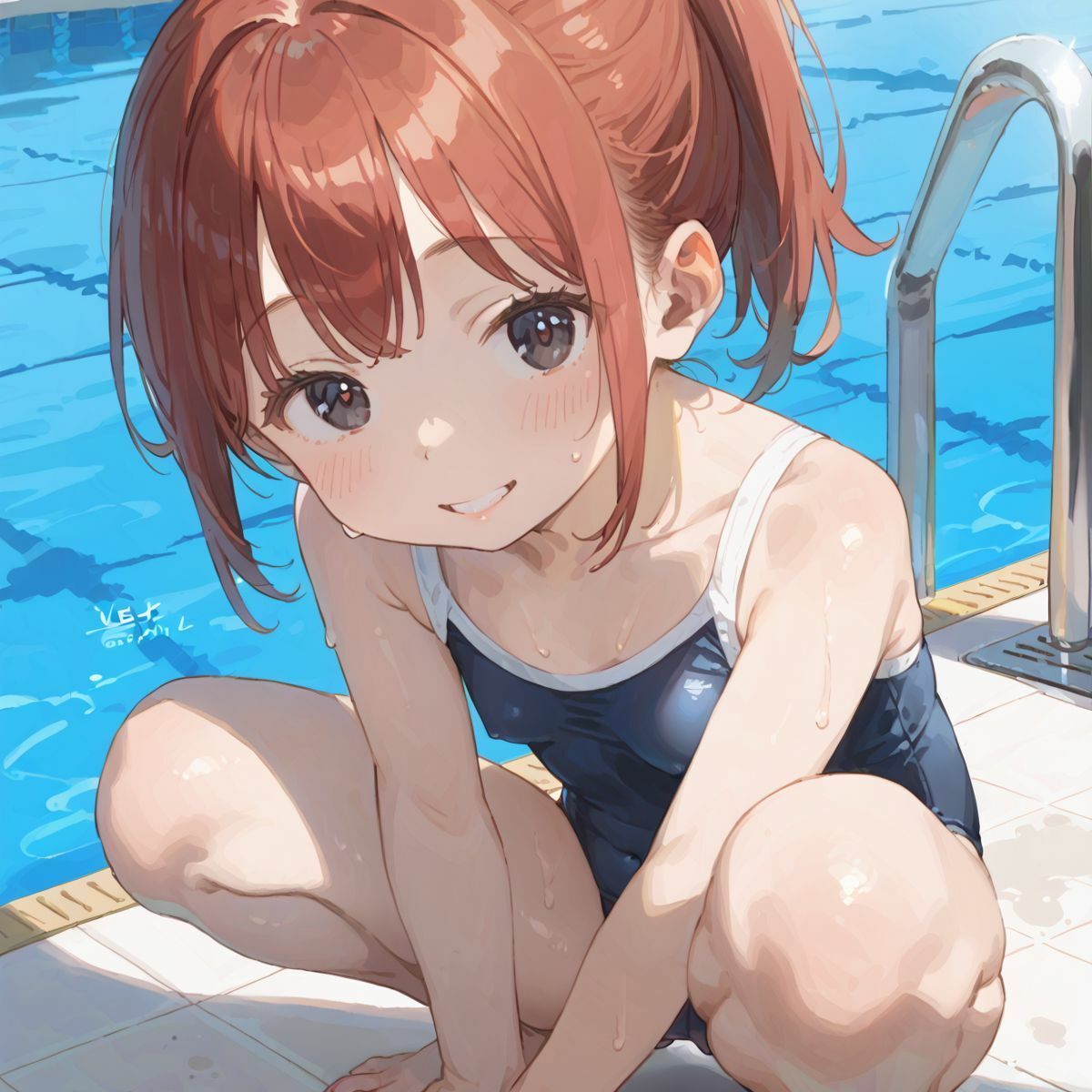 スクール水着がエロい貧乳後輩ちゃんを誰もいないプールに呼び出して中出しえっち01 - サンプル画像 6