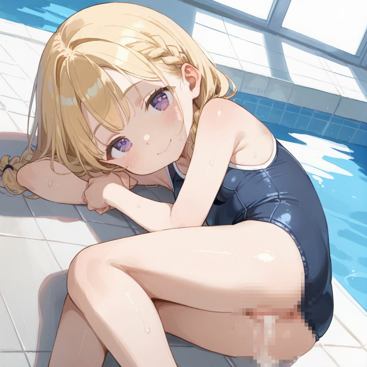 スクール水着がエロい貧乳後輩ちゃんを誰もいないプールに呼び出して中出しえっち02 - サンプル画像 6