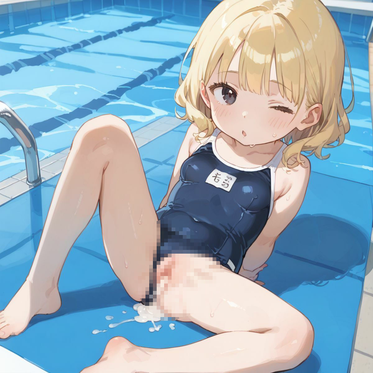 スクール水着がエロい貧乳後輩ちゃんを誰もいないプールに呼び出して中出しえっち03 - サンプル画像 2