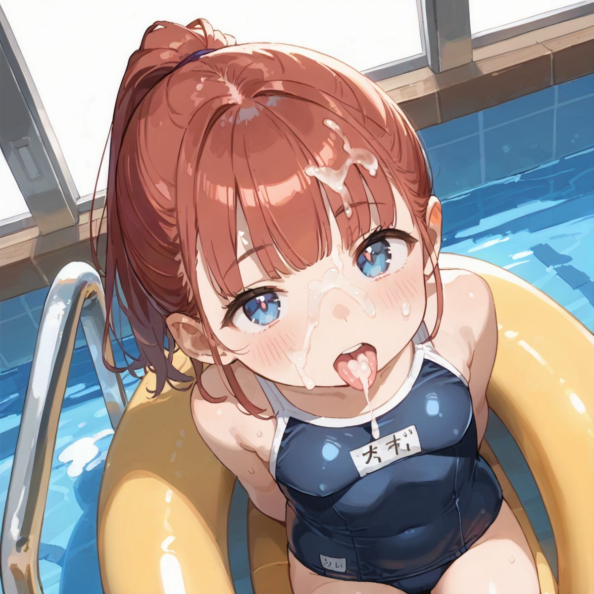 スクール水着がエロい貧乳後輩ちゃんを誰もいないプールに呼び出して中出しえっち04 - サンプル画像 5