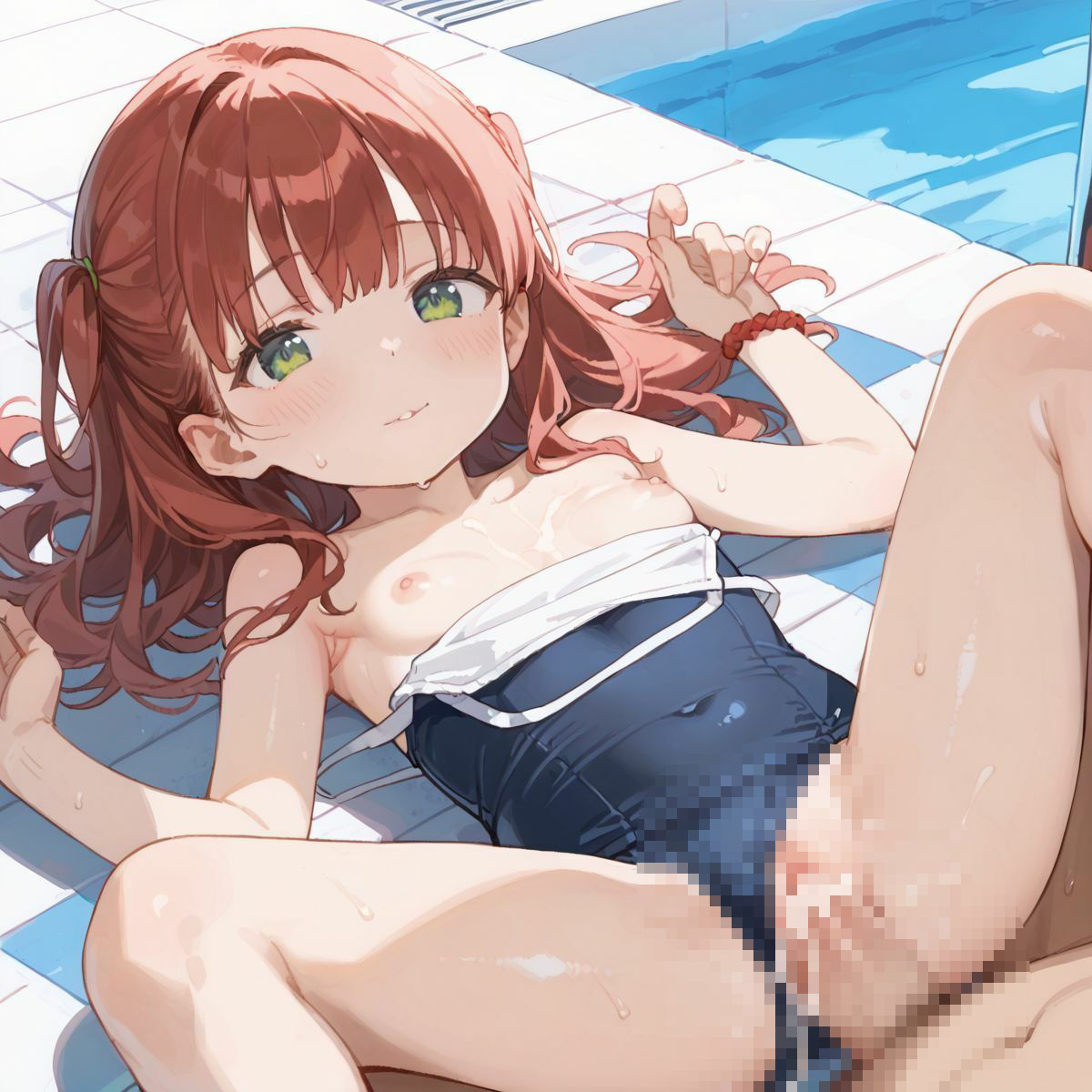 スクール水着がエロい貧乳後輩ちゃんを誰もいないプールに呼び出して中出しえっち05 - サンプル画像 8