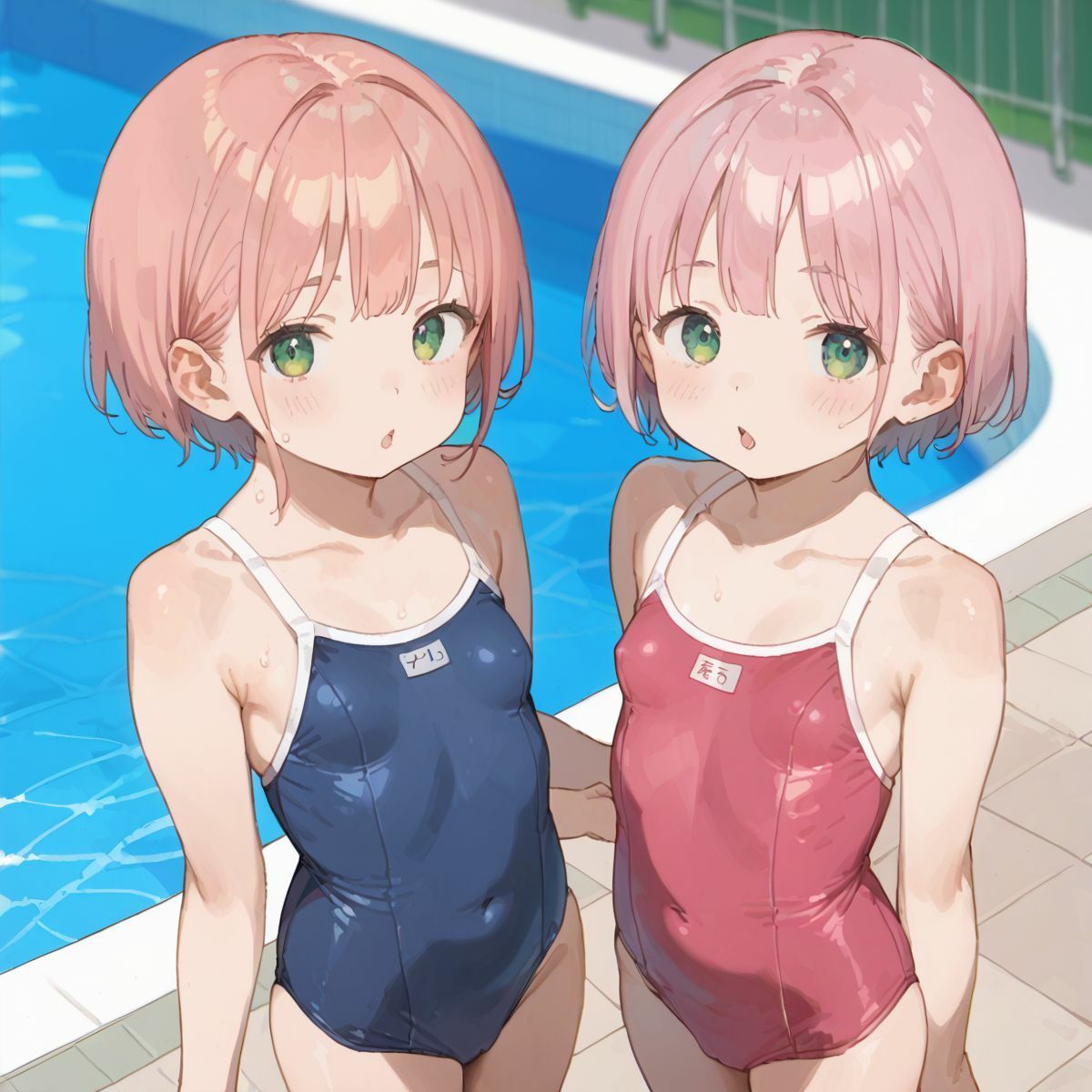 スクール水着がエロい貧乳後輩ちゃんを誰もいないプールに呼び出して中出しえっち05 - サンプル画像 9