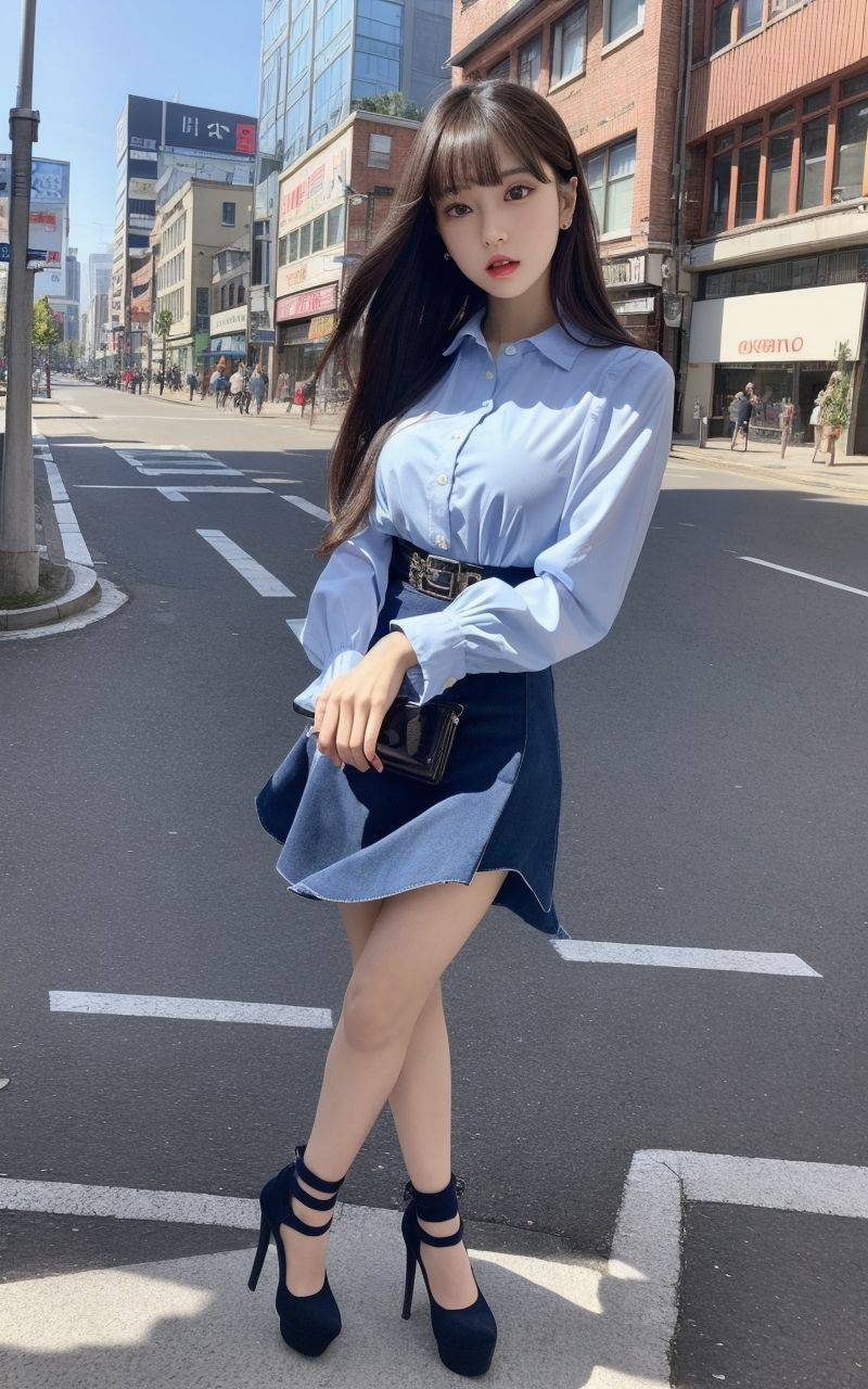 AI美女写真集┃通りを歩くミニスカ美女 - サンプル画像 2