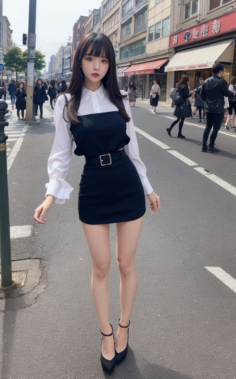 AI美女写真集┃通りを歩くミニスカ美女 - サンプル画像 3