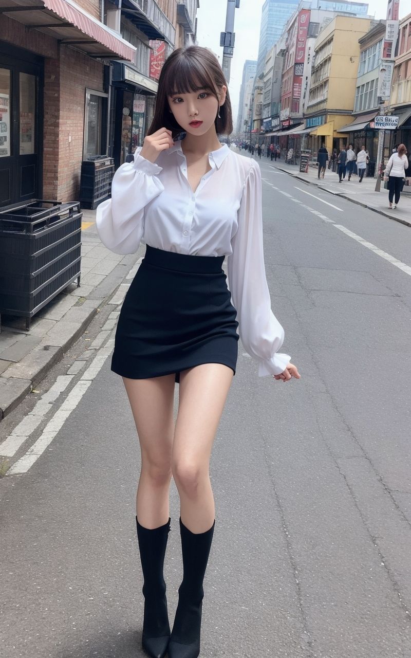 AI美女写真集┃通りを歩くミニスカ美女 - サンプル画像 6