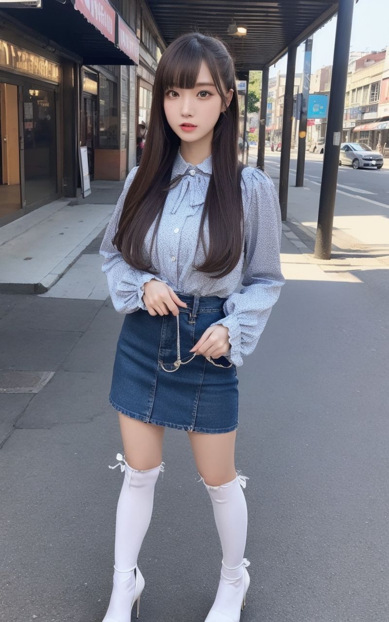 AI美女写真集┃通りを歩くミニスカ美女 - サンプル画像 7