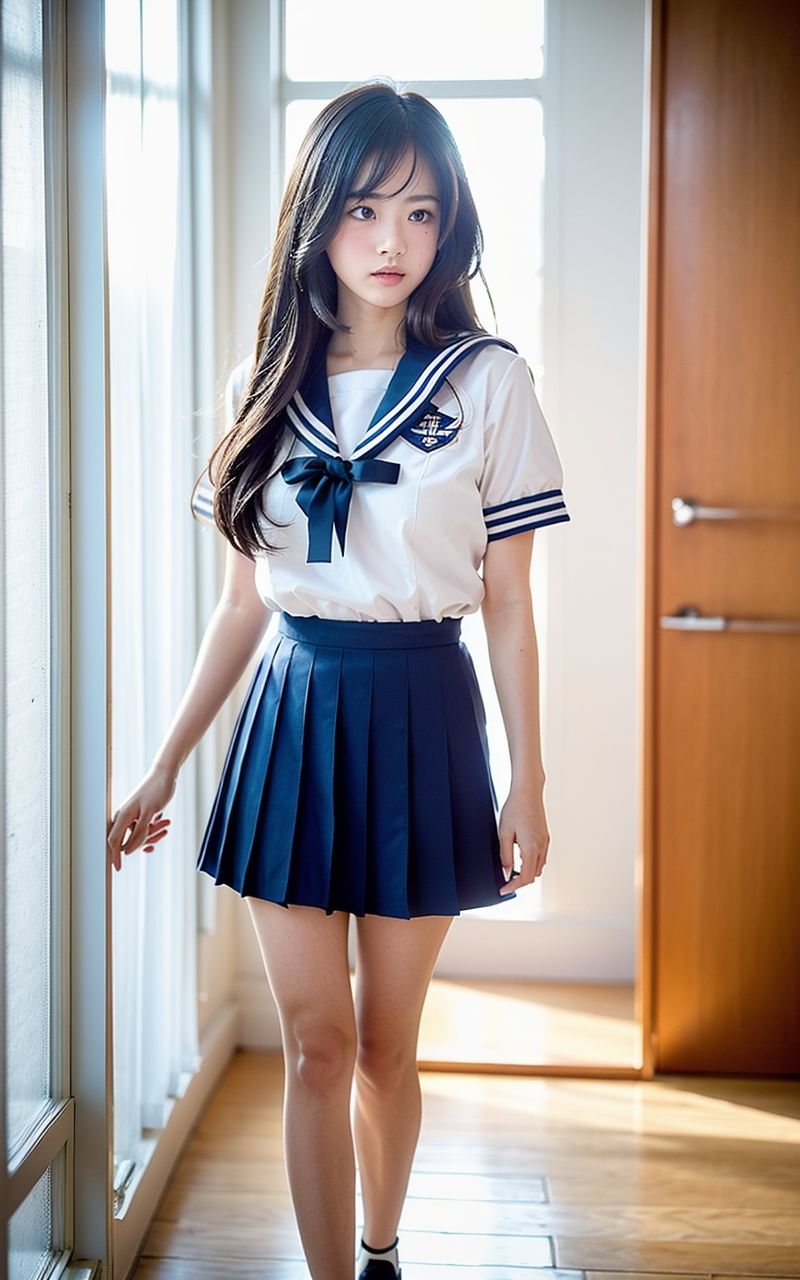 AI美女写真集┃廊下を歩く美女 - サンプル画像 1