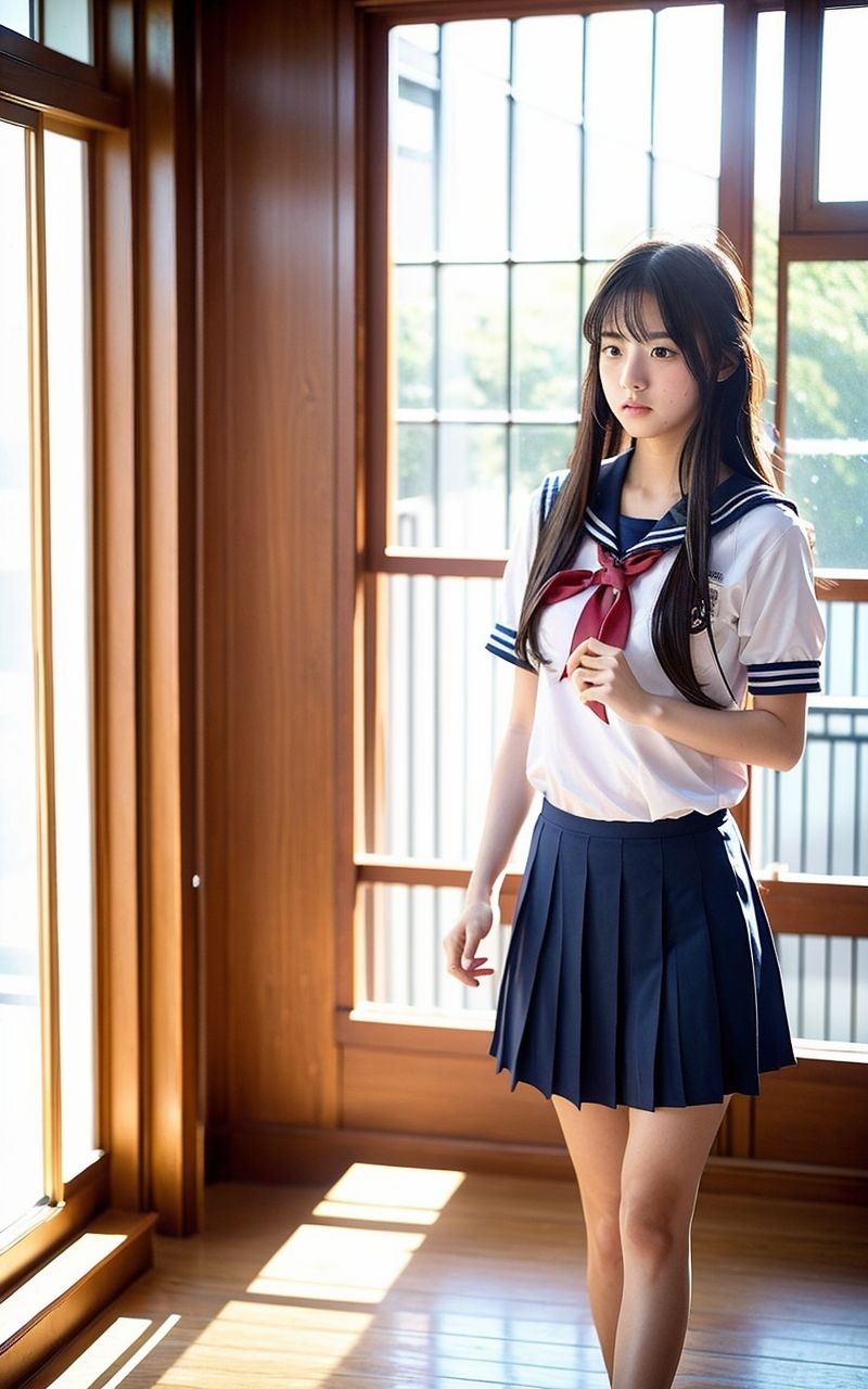 AI美女写真集┃廊下を歩く美女 - サンプル画像 4