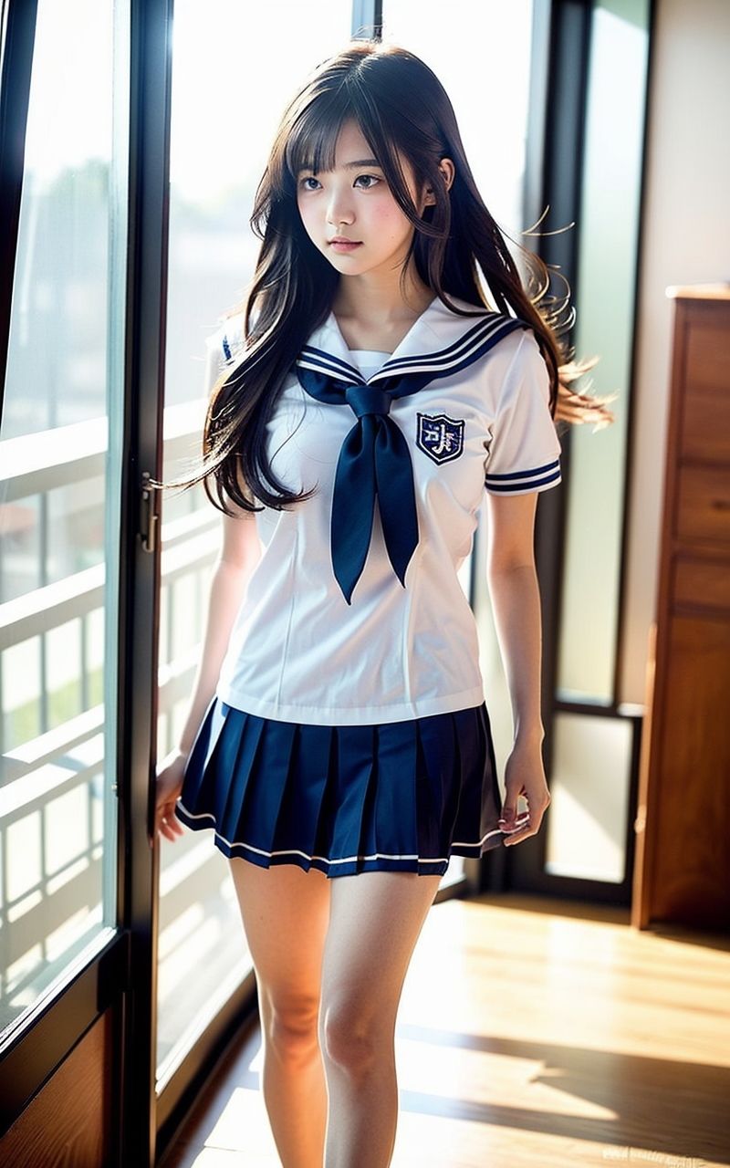 AI美女写真集┃廊下を歩く美女 - サンプル画像 5