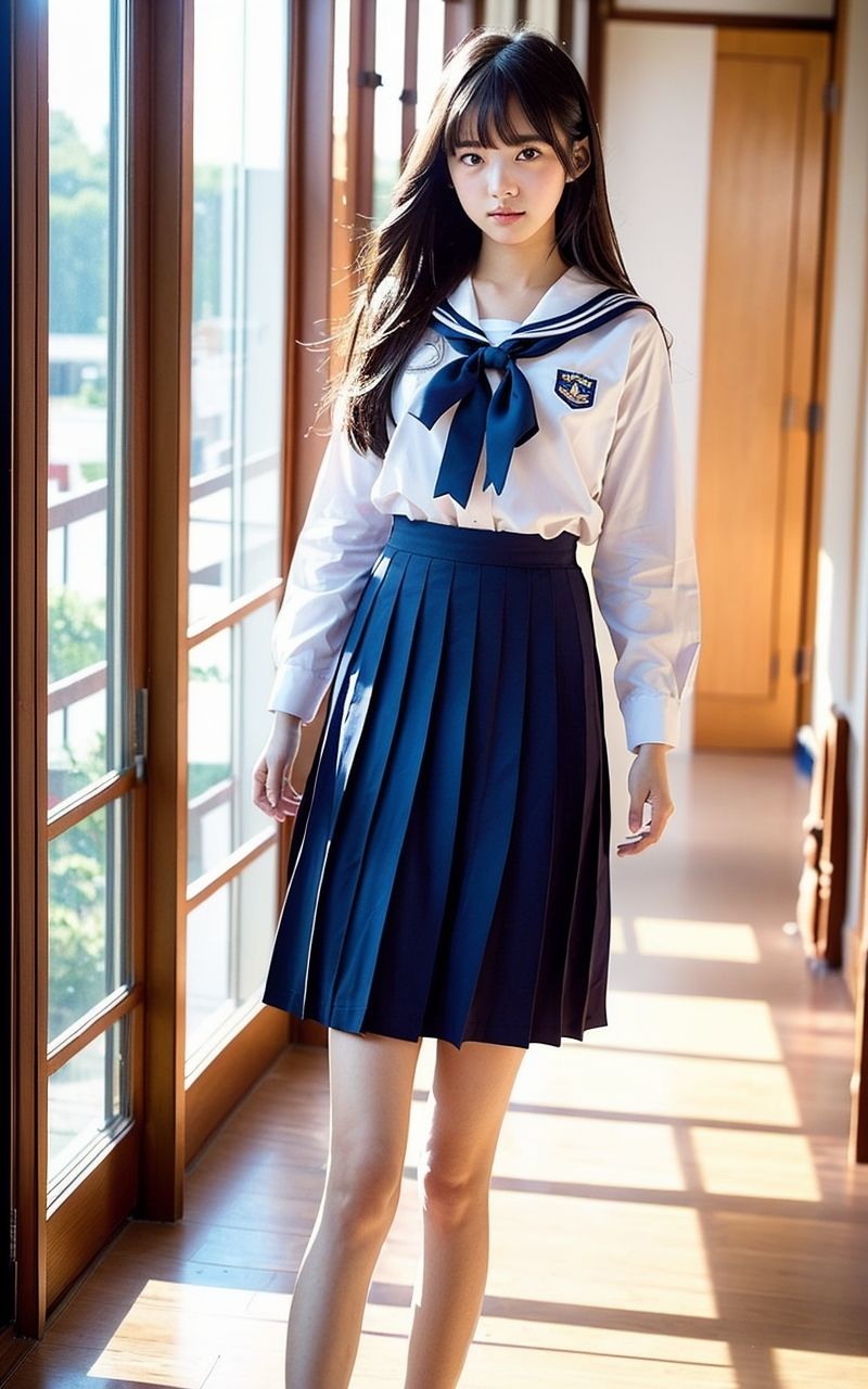AI美女写真集┃廊下を歩く美女 - サンプル画像 6