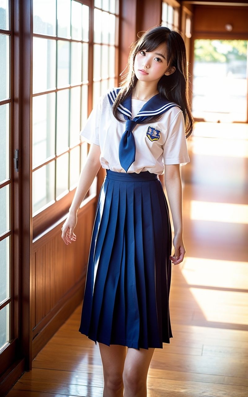 AI美女写真集┃廊下を歩く美女 - サンプル画像 7