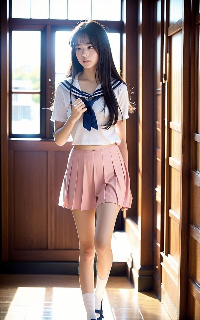 AI美女写真集┃廊下を歩く美女 - サンプル画像 10