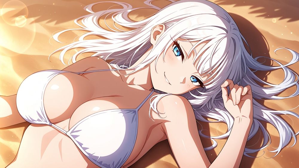 爆乳ホワイトヘアグラドルと緑髪美女が個撮で淫らに孕ませSEX【4K】 - サンプル画像 4