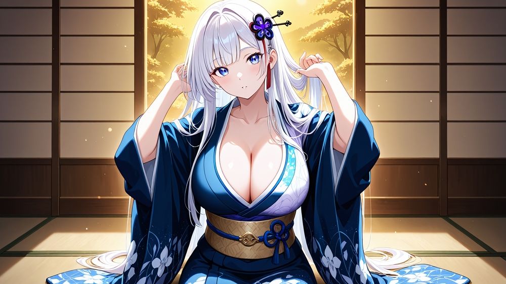 爆乳ホワイトヘアグラドルと緑髪美女が個撮で淫らに孕ませSEX【4K】 - サンプル画像 6