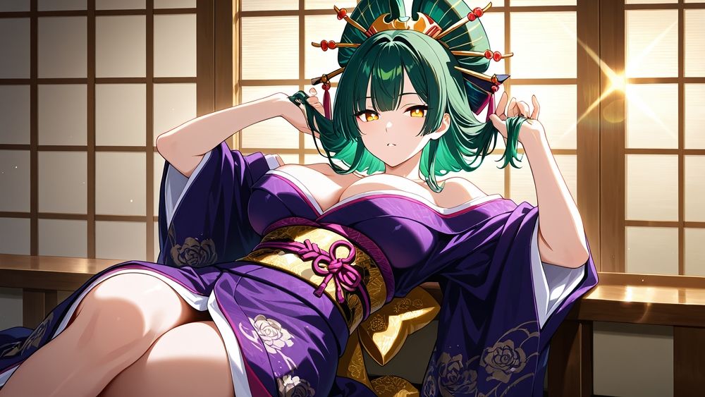 爆乳ホワイトヘアグラドルと緑髪美女が個撮で淫らに孕ませSEX【4K】 - サンプル画像 7