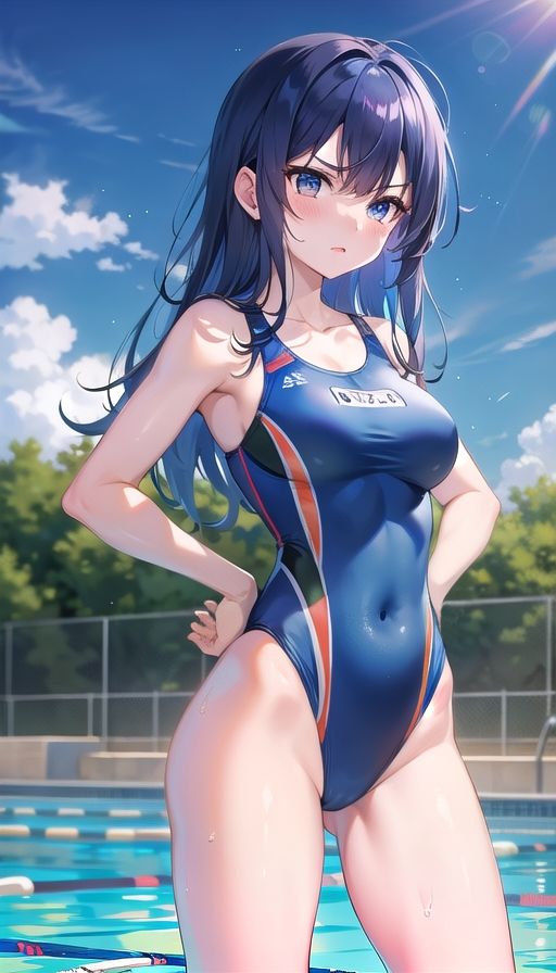 青髪ツンデレ競泳水着 - サンプル画像 3