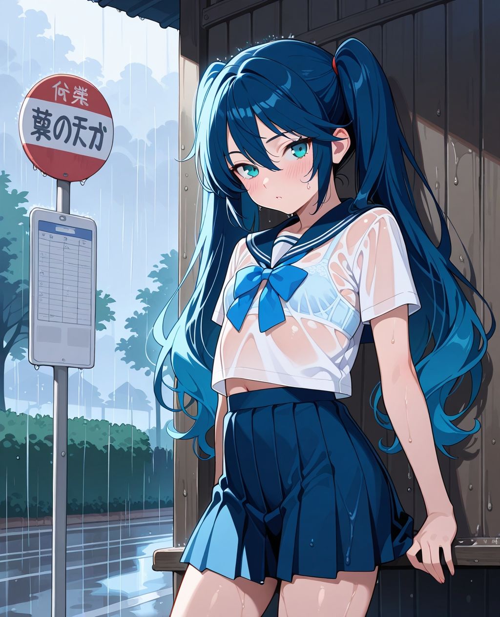 見せつけガールズ☆ 雨宿りでびしょ濡れ編 〜ツインテール彼女ver.〜 - サンプル画像 3