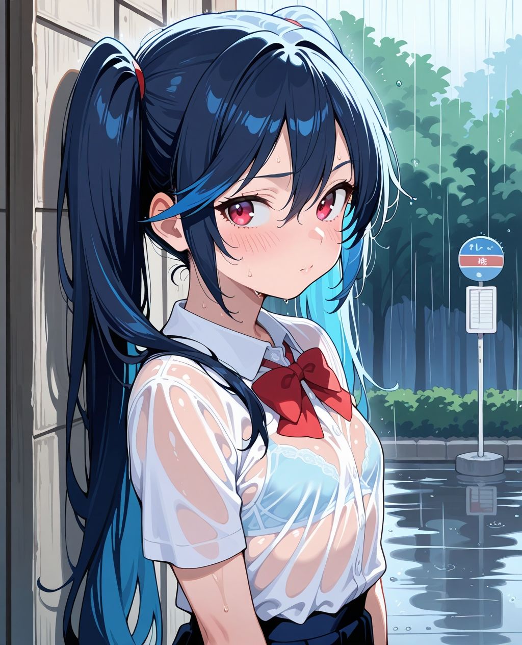 見せつけガールズ☆ 雨宿りでびしょ濡れ編 〜ツインテール彼女ver.〜 - サンプル画像 7