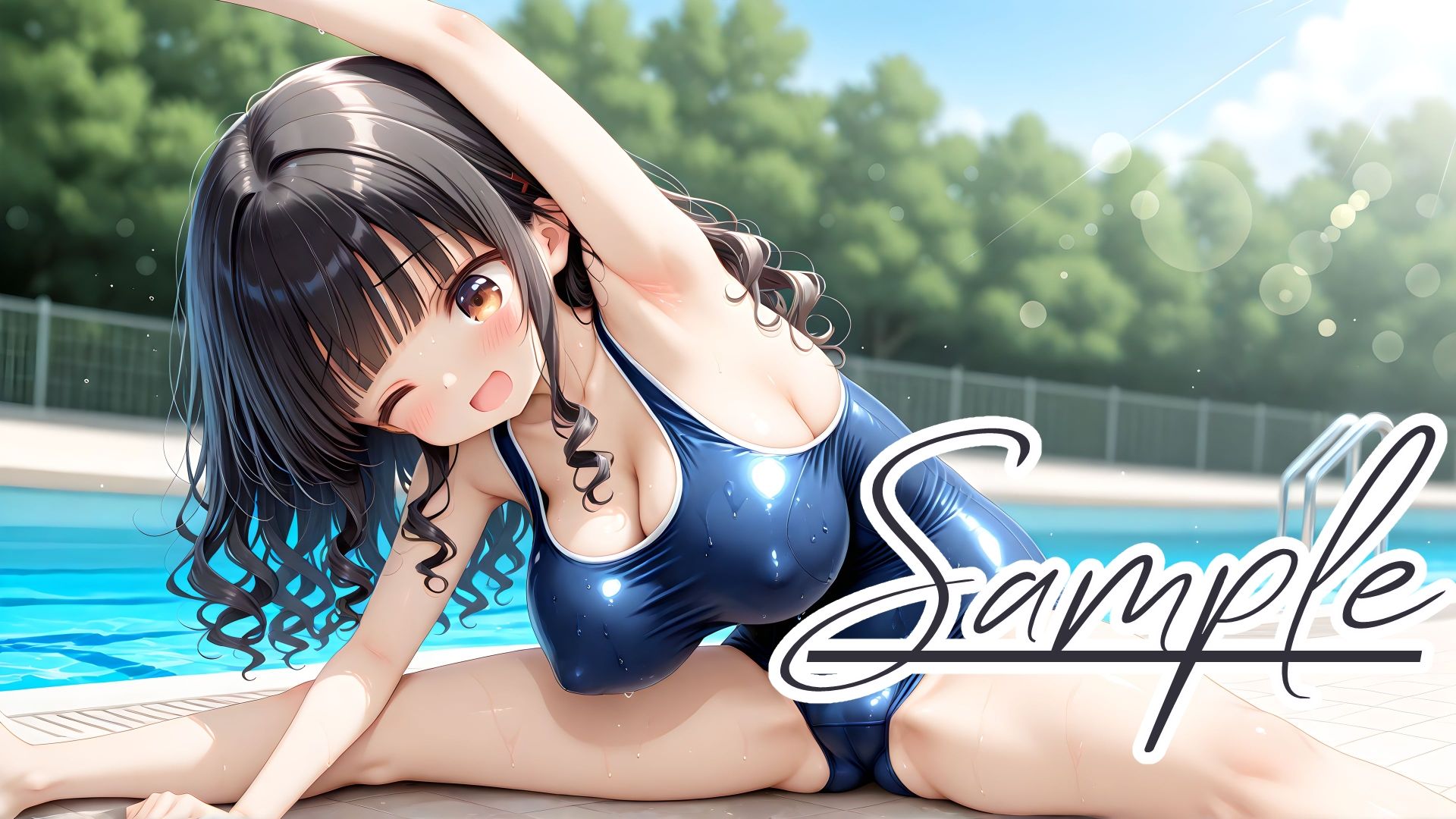 スクール水着の彼女と白濁まみれのプールえっち CGコレクション - サンプル画像 2
