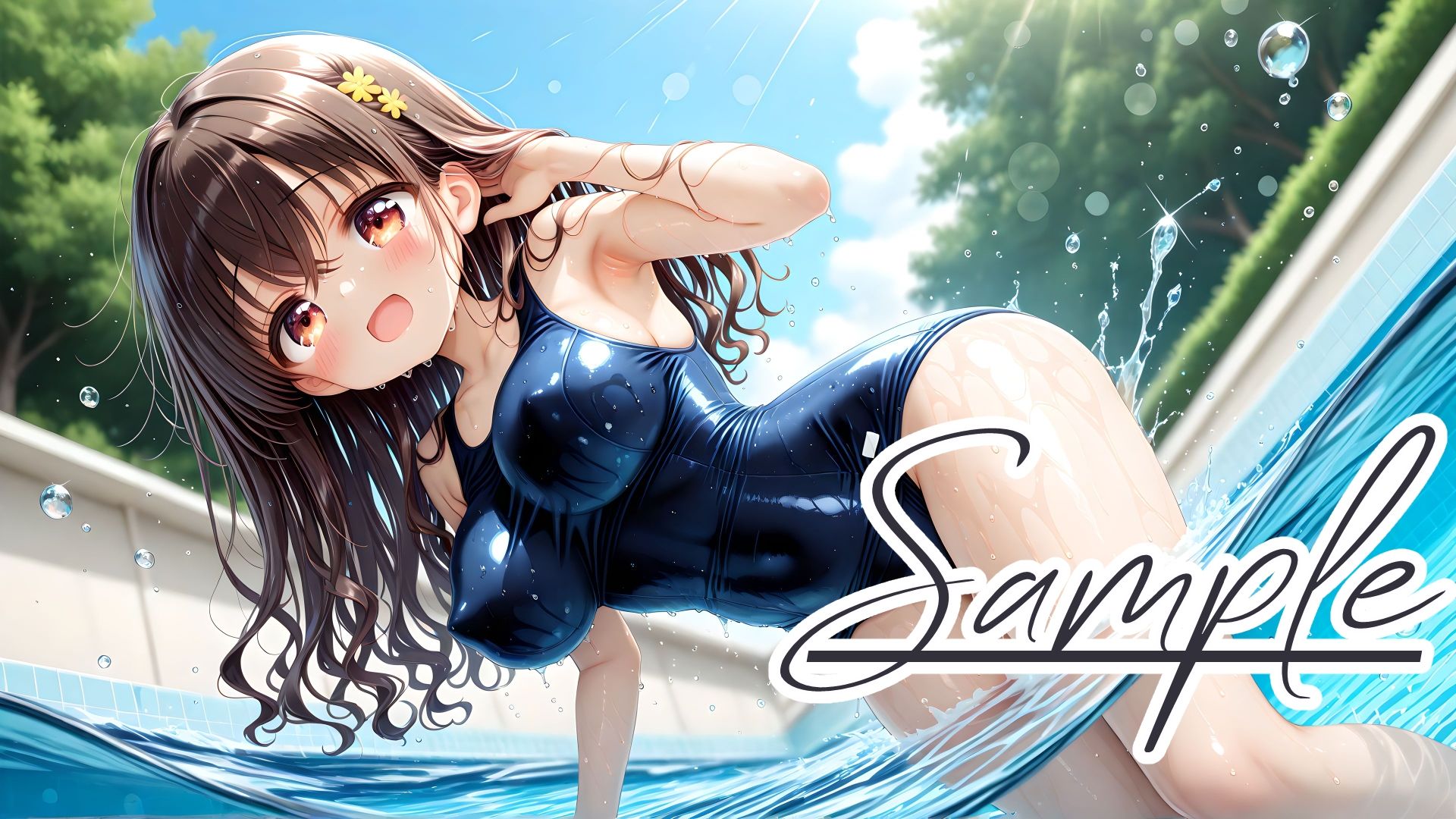 スクール水着の彼女と白濁まみれのプールえっち CGコレクション - サンプル画像 3