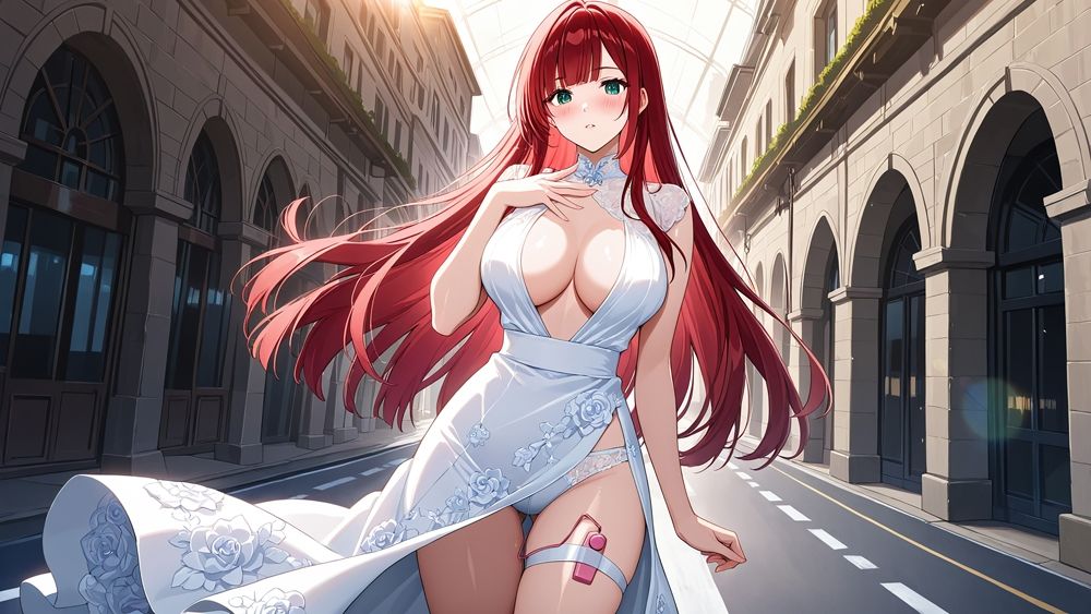 巨乳赤髪＆水色髪グラドルがカメラマンと秘密の中出し撮影【4K】 - サンプル画像 6
