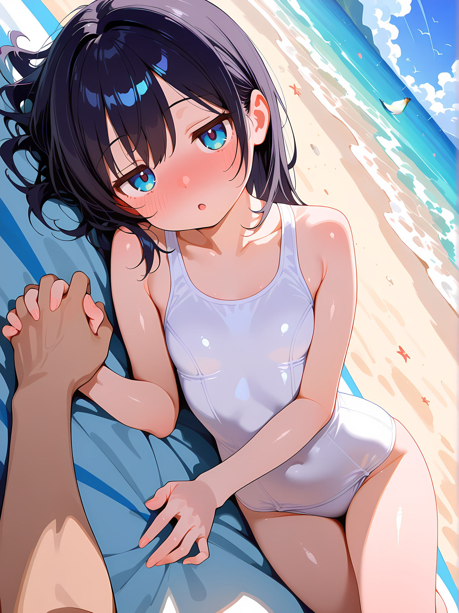 ジト目の微乳美少女とビーチで！4 - サンプル画像 2