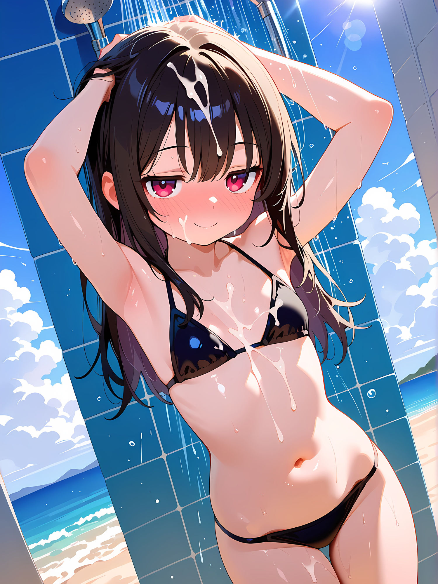 ジト目の微乳美少女とビーチで！4 - サンプル画像 10