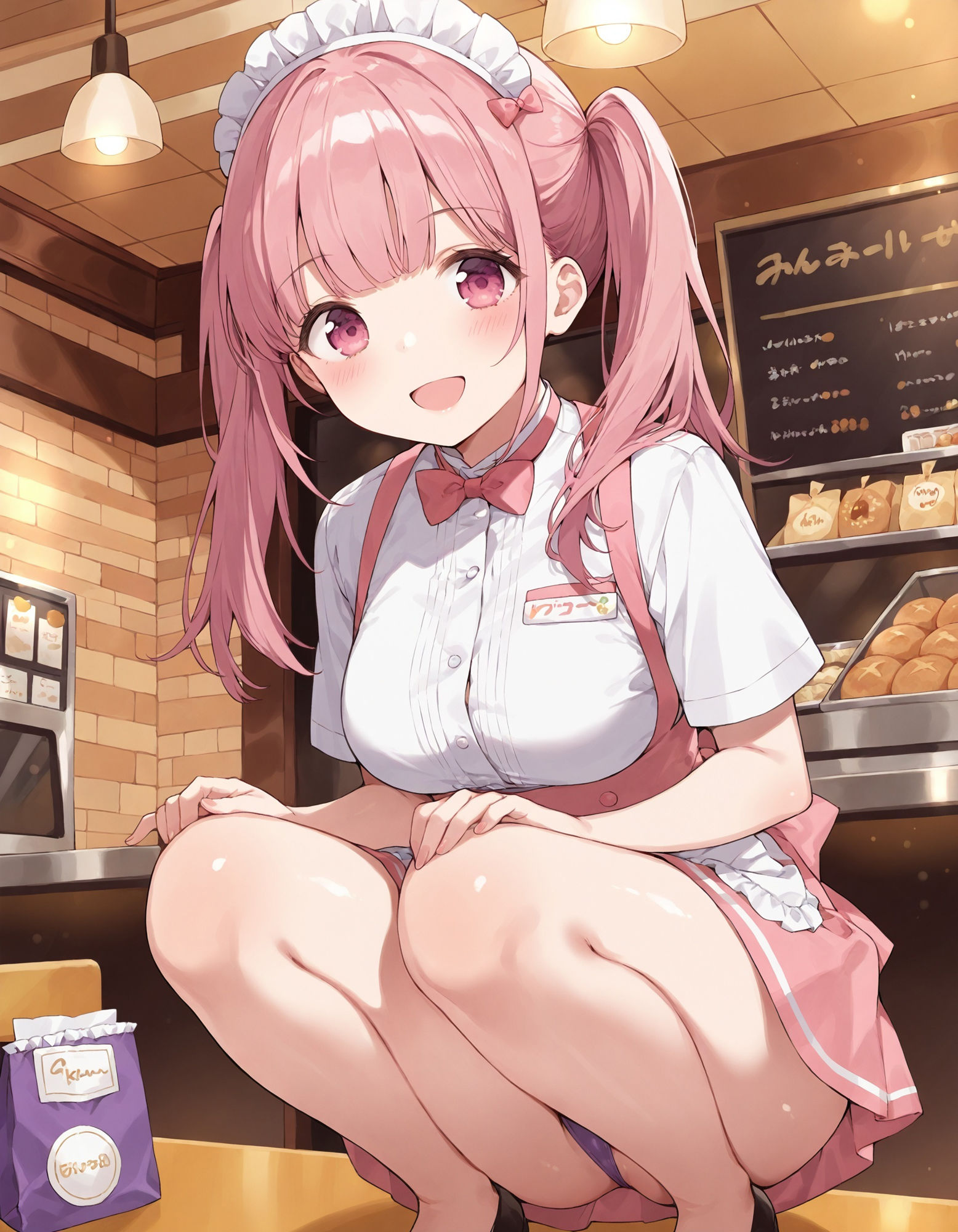 ウェイトレスのしゃがみパンチラ - サンプル画像 7