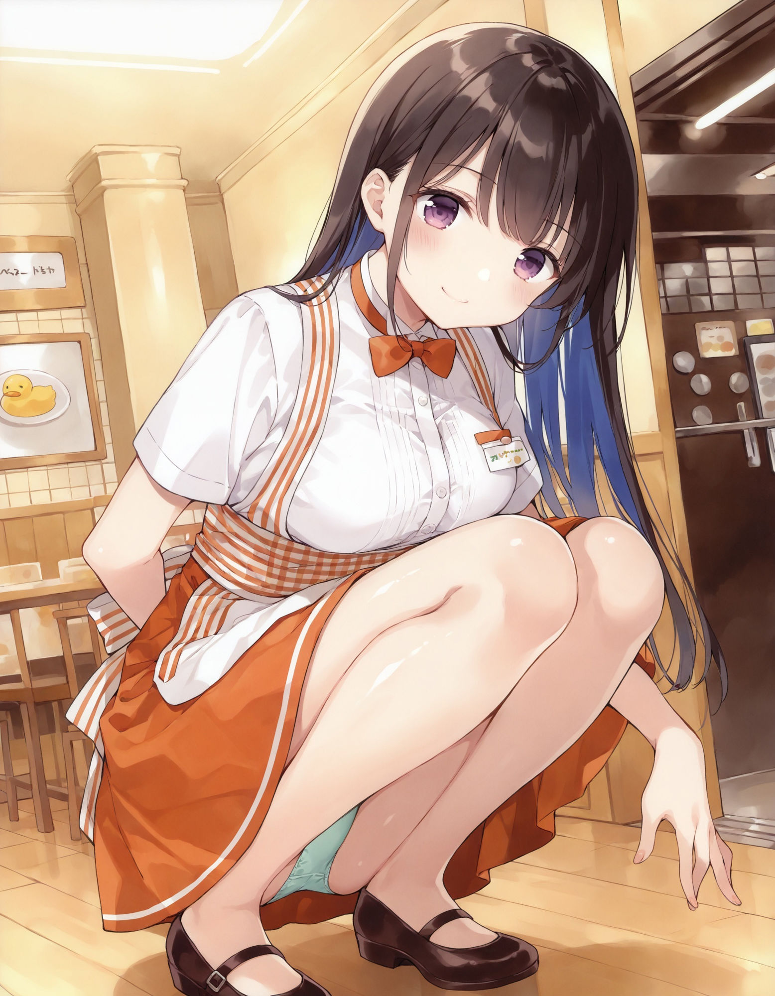 ウェイトレスのしゃがみパンチラ - サンプル画像 8