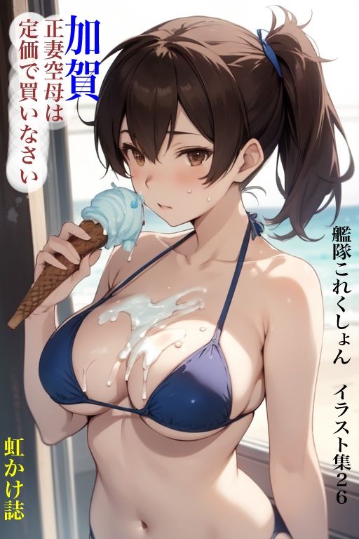 虹かけ誌  艦隊〇れくしょん  イラスト集26 加賀  正妻空母は定価で買いなさい - サンプル画像 1