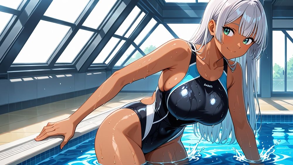 褐色銀髪＆白肌オレンジの爆乳水泳部が新任教師と孕ませ調教【4K】 - サンプル画像 6