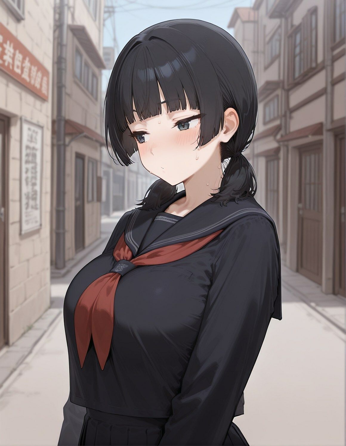 制服女子〜ツインテ真面目巨乳JK〜 - サンプル画像 1