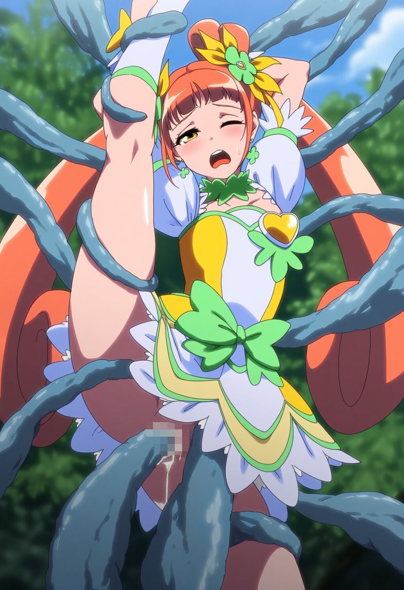 ドキドキ！ヒロインズを触手拘束で異種姦！ 〜敗北後はボテ腹！アヘ顔連続の顔快楽堕ち！〜 - サンプル画像 7