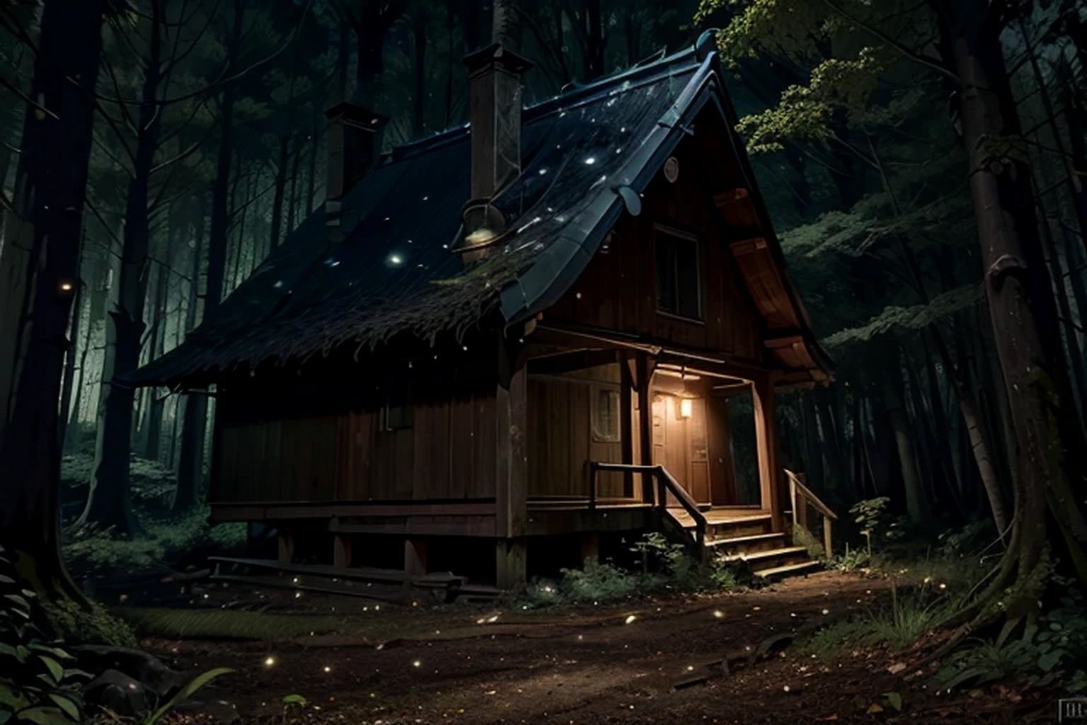 森の中の一軒家  背景素材 - サンプル画像 4