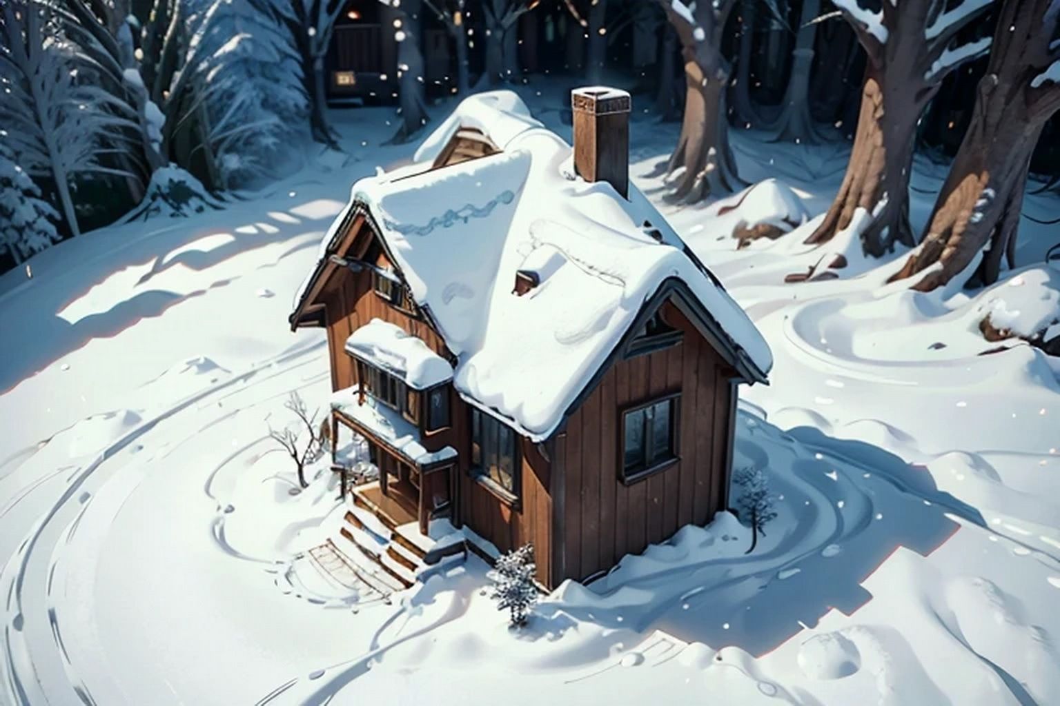 森の中の一軒家  背景素材 - サンプル画像 6