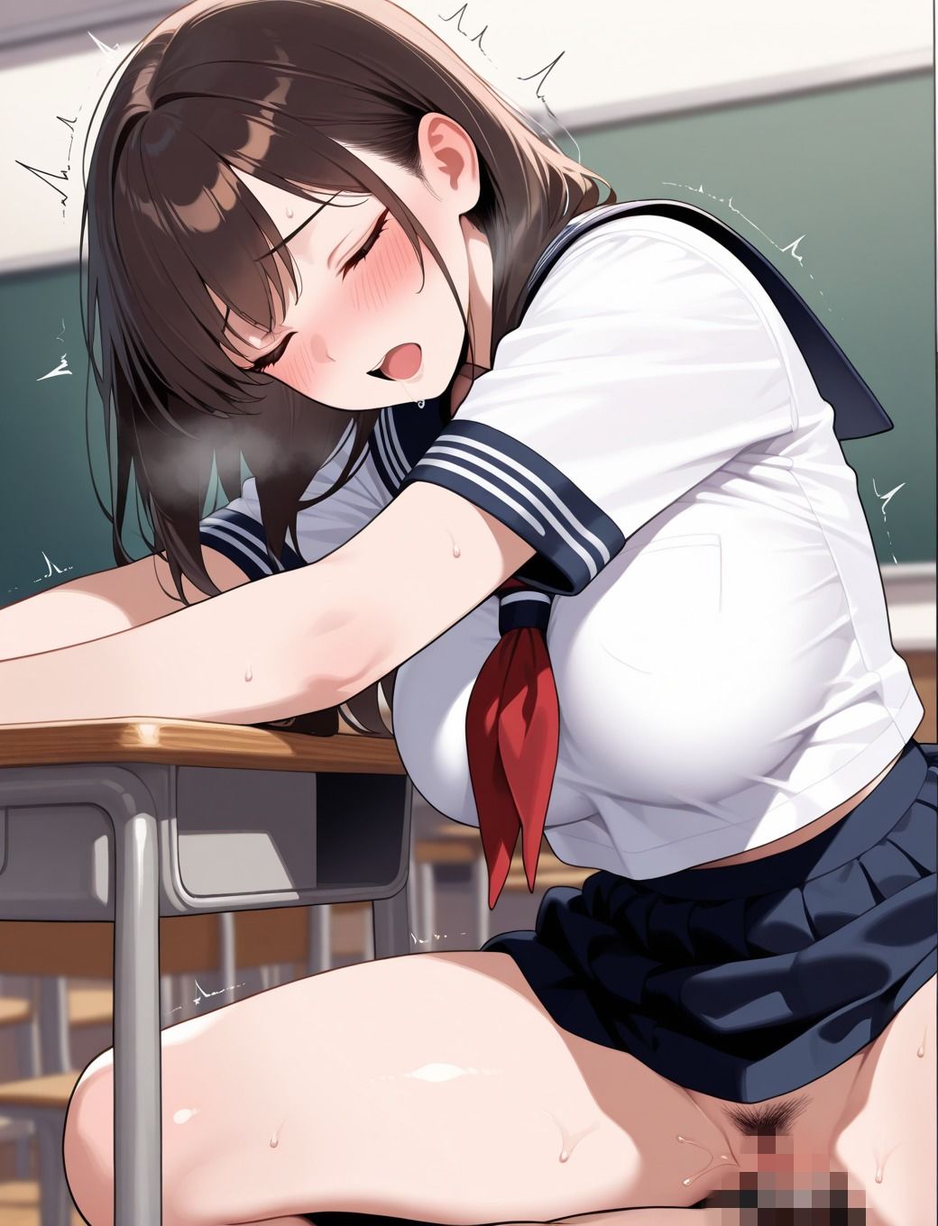 ノーブラぽろり  「巨乳しかかたん。」おっぱい学園 - サンプル画像 4