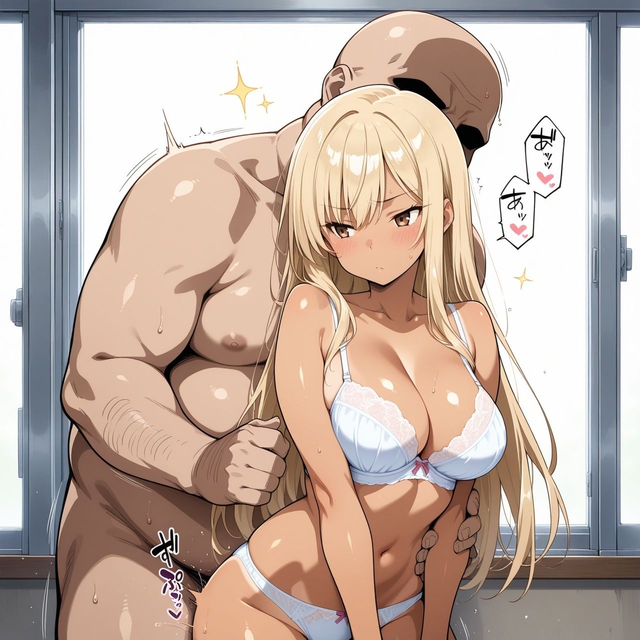 女子校生とキモいオジ  黒ギャルとキモオジ先生編 - サンプル画像 7