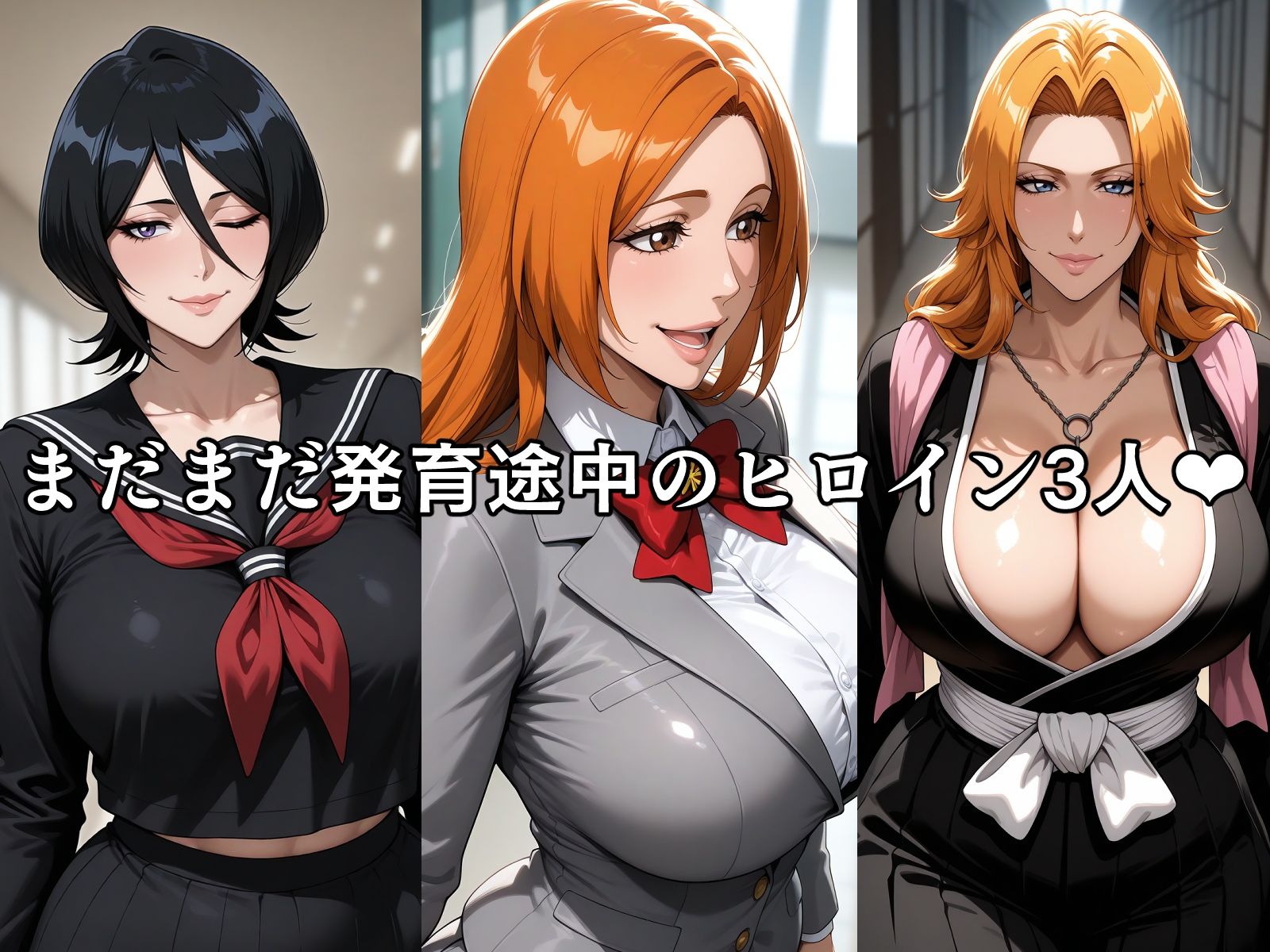 人気アニメのヒロイン 井〇織姫 朽〇ルキア 松〇乱菊が犯●れる！ - サンプル画像 1