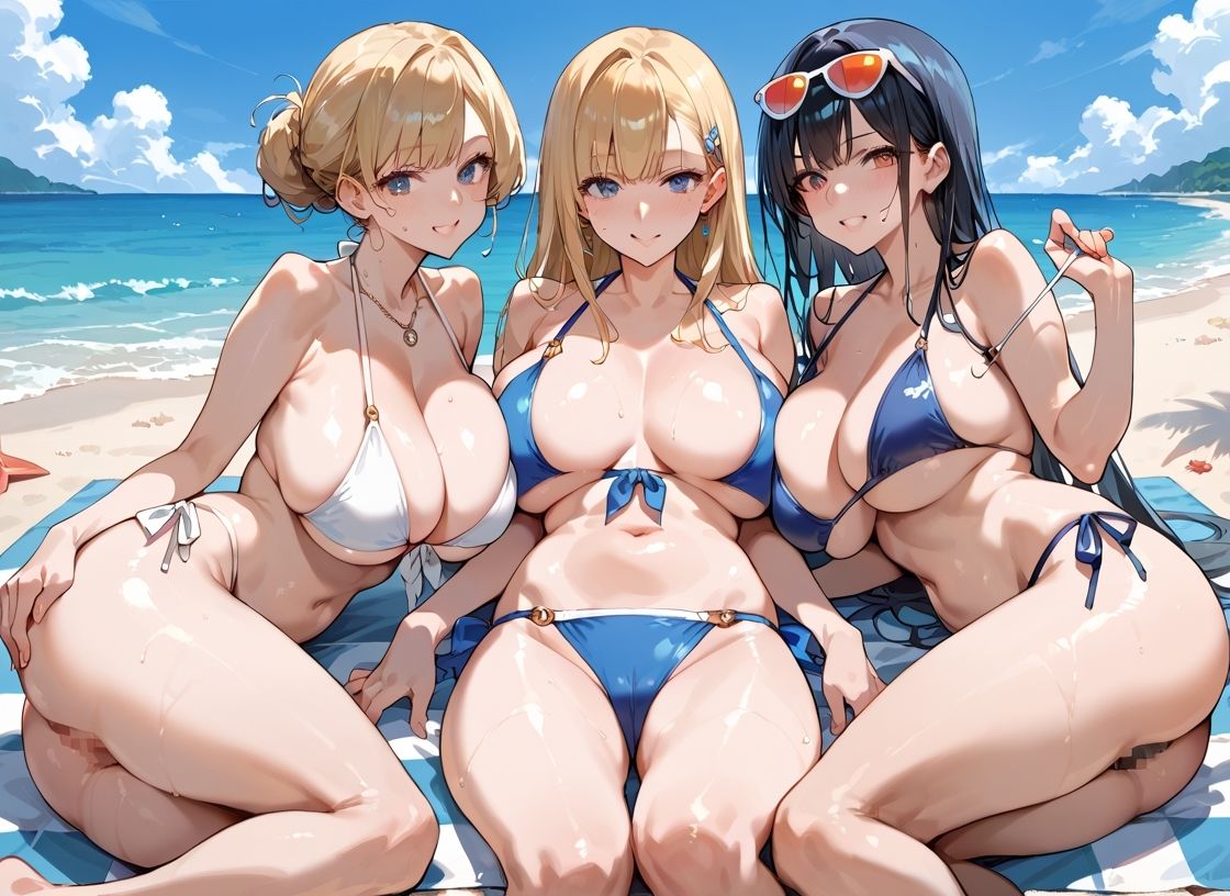 ギャルビーチでハーレム種付け - サンプル画像 2