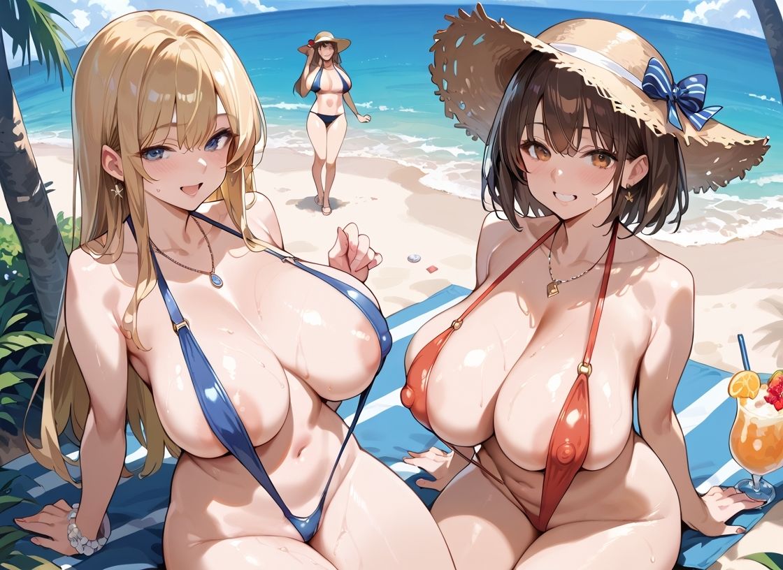 ギャルビーチでハーレム種付け - サンプル画像 6