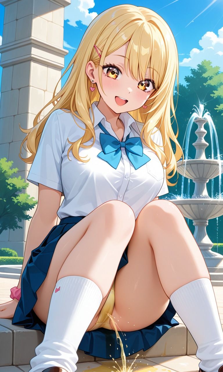 金髪じょちこーせーのおしっこ【お漏らしAIシーン50枚】 - サンプル画像 1