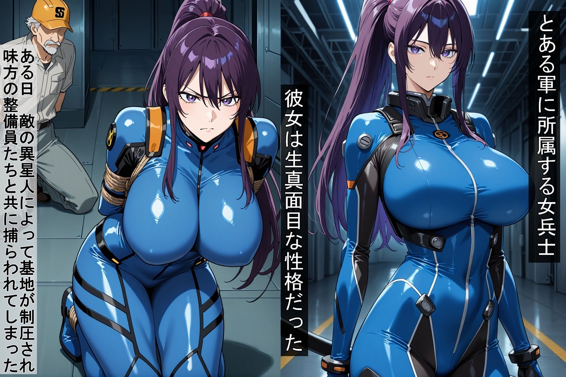 裸で味方と独房に入れられた女兵士 - サンプル画像 1