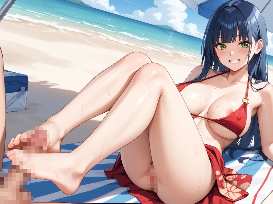 幼馴染の巨乳女子校生との浜辺の輝き - サンプル画像 2