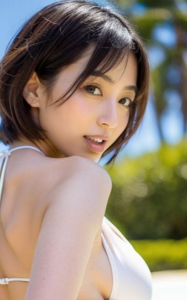 AIグラビア写真集  太陽と白ビキニ - サンプル画像 3