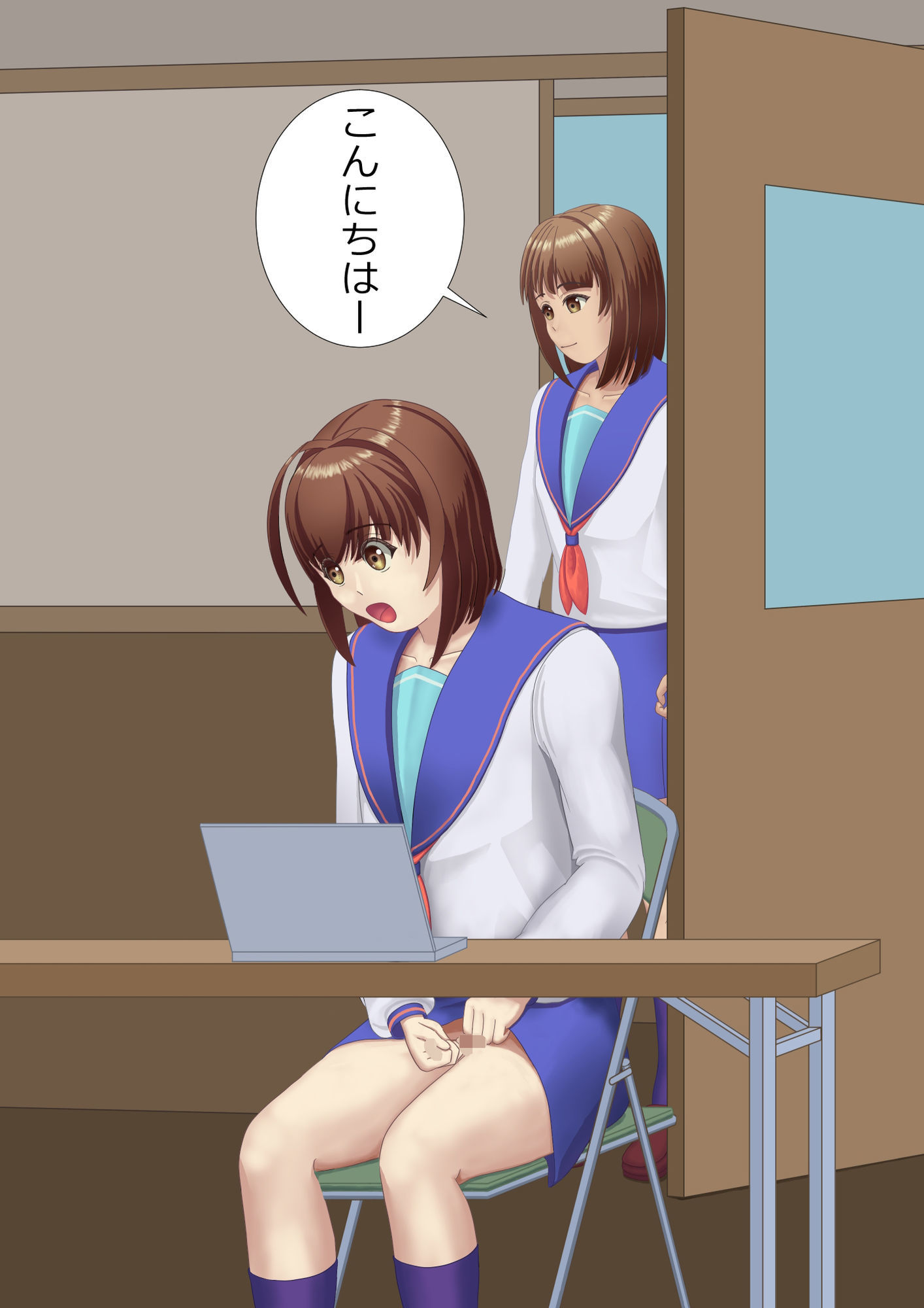 学校でオナニーしているところを目撃された男の娘 - サンプル画像 3
