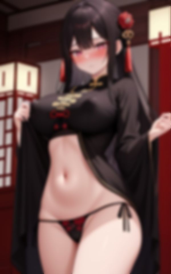 綺麗な形の爆乳で色仕掛けしてくるチャイナ美人コスプレイヤー - サンプル画像 1