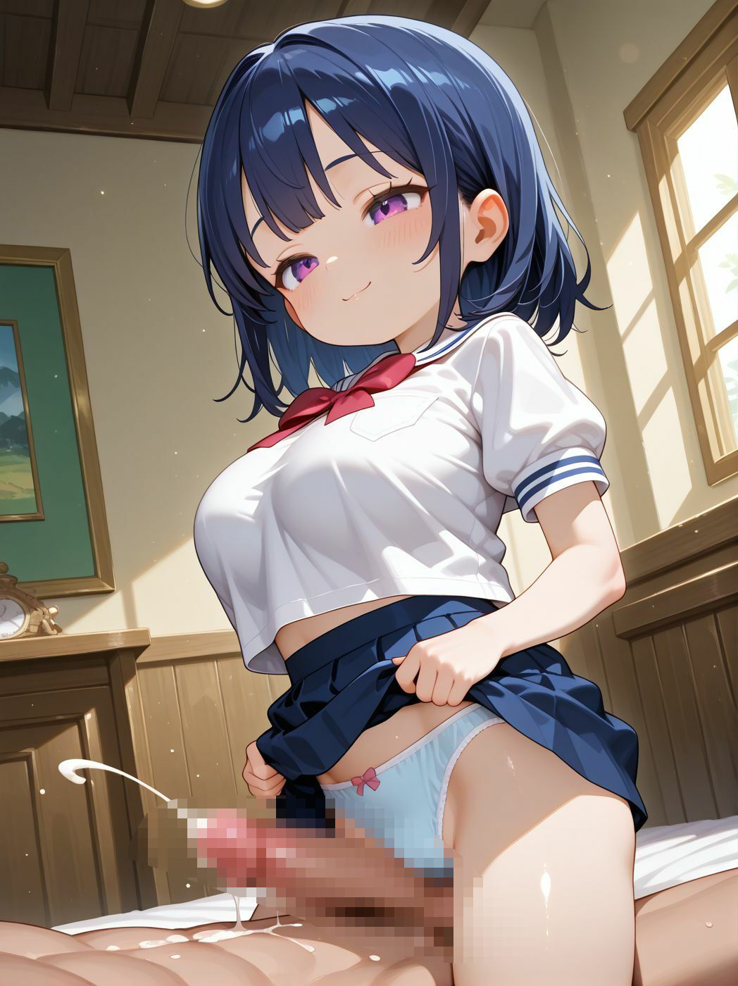 巨乳の後輩が誘惑するので生挿入したら最高だった 「先輩なのにいっぱい出しちゃったね」 - サンプル画像 1